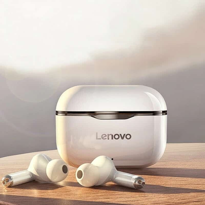 NEW Lenovo LP1 TWS bluetooth Earbuds IPX4 Waterproof Sport Headset Noise Cancelling HIFI Bass Headphone with Mic Type-C Charging - Black + White