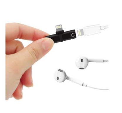 2-In-1 Lightning Earphone And Charger Connector With Pouch