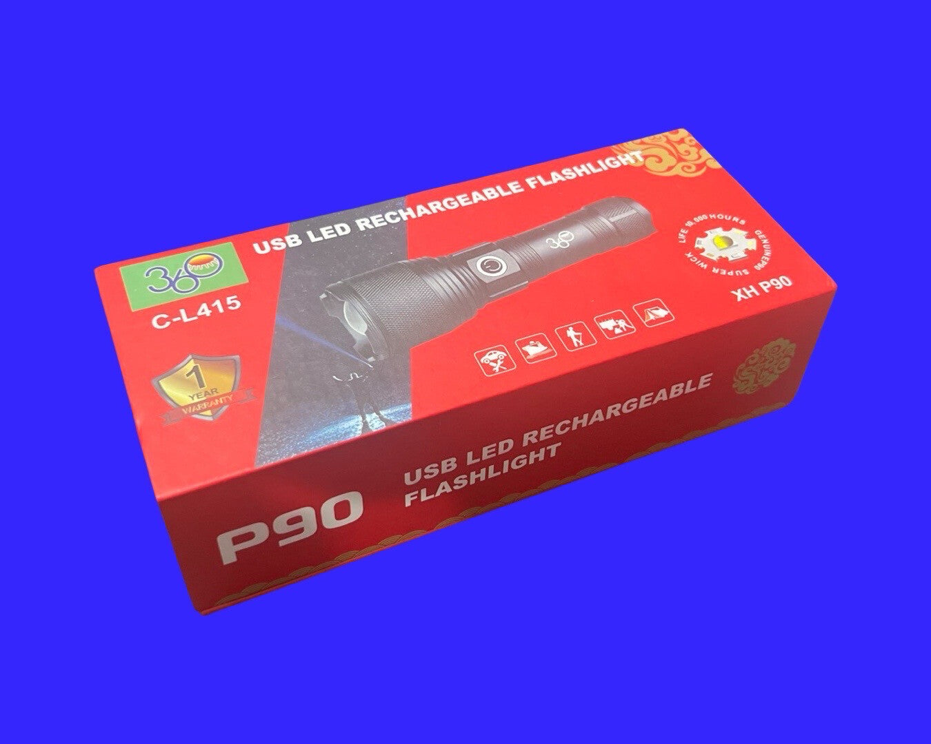 P90 360 C-L415 Rechargeable Super Light Flashlight