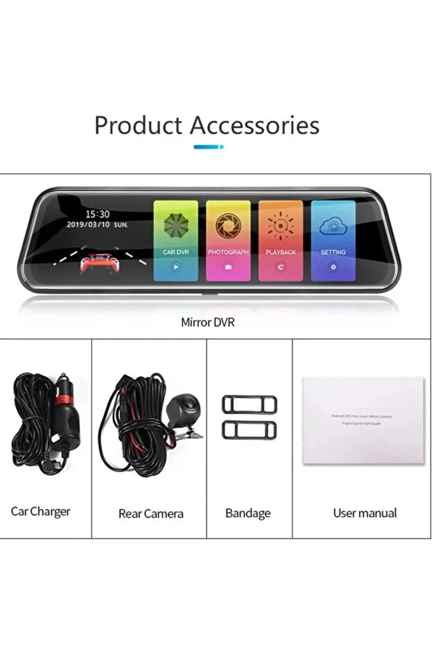 DENX DX2257 4K Dual Lens Driving Recorder – Front 4K + Rear 1080P | 10-Inch Touch Screen Dash Cam with Night Vision & Parking Mode | UAE