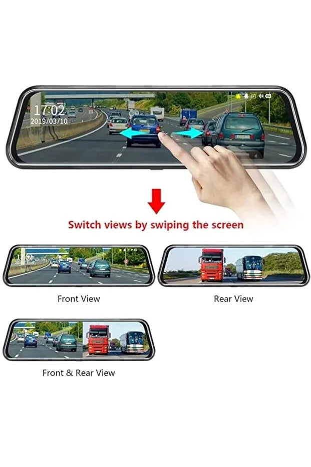 DENX DX2257 4K Dual Lens Driving Recorder – Front 4K + Rear 1080P | 10-Inch Touch Screen Dash Cam with Night Vision & Parking Mode | UAE