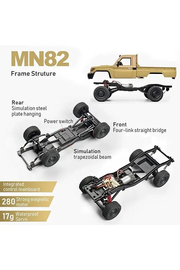 Full-Scale 4WD LC79 Toyota RC Crawler 1:12 – Powerful Off-Road Remote Control Car in Yellow | Realistic Desert Edition