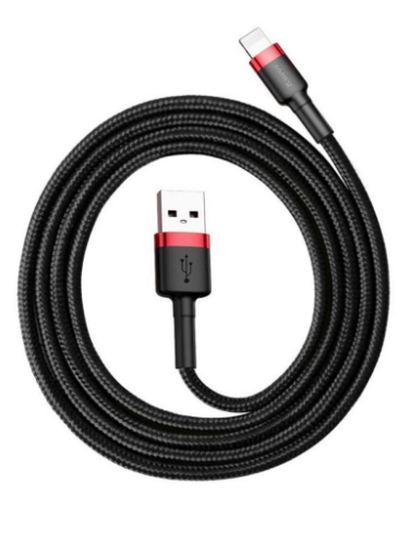 USB Cable For iP, Data Sync And Charging Cable, 2.4A 100cm Black/Red