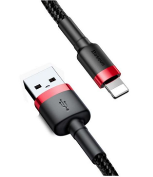 USB Cable For iP, Data Sync And Charging Cable, 2.4A 100cm Black/Red