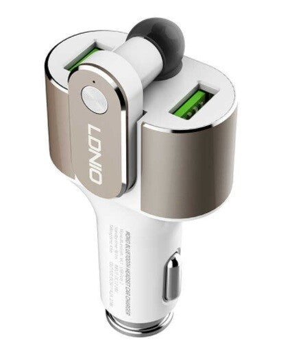 Universal Alloy Car Charger Intelligent Bluetooth Headphones 2USB Car Charger