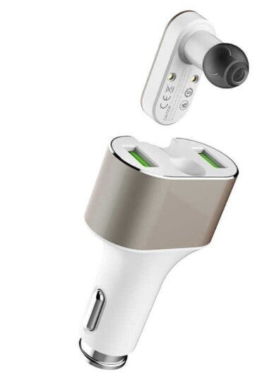 Universal Alloy Car Charger Intelligent Bluetooth Headphones 2USB Car Charger