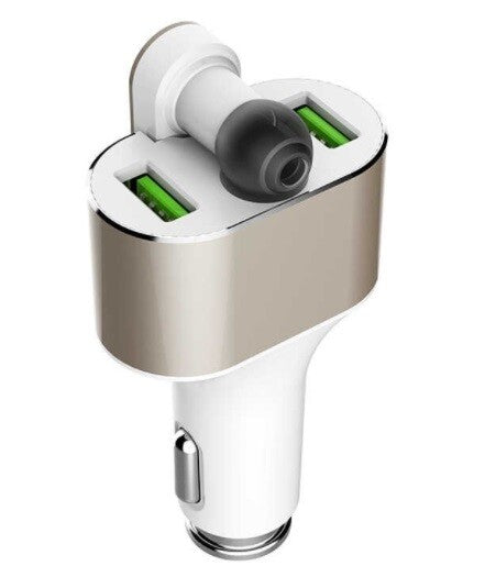 Universal Alloy Car Charger Intelligent Bluetooth Headphones 2USB Car Charger