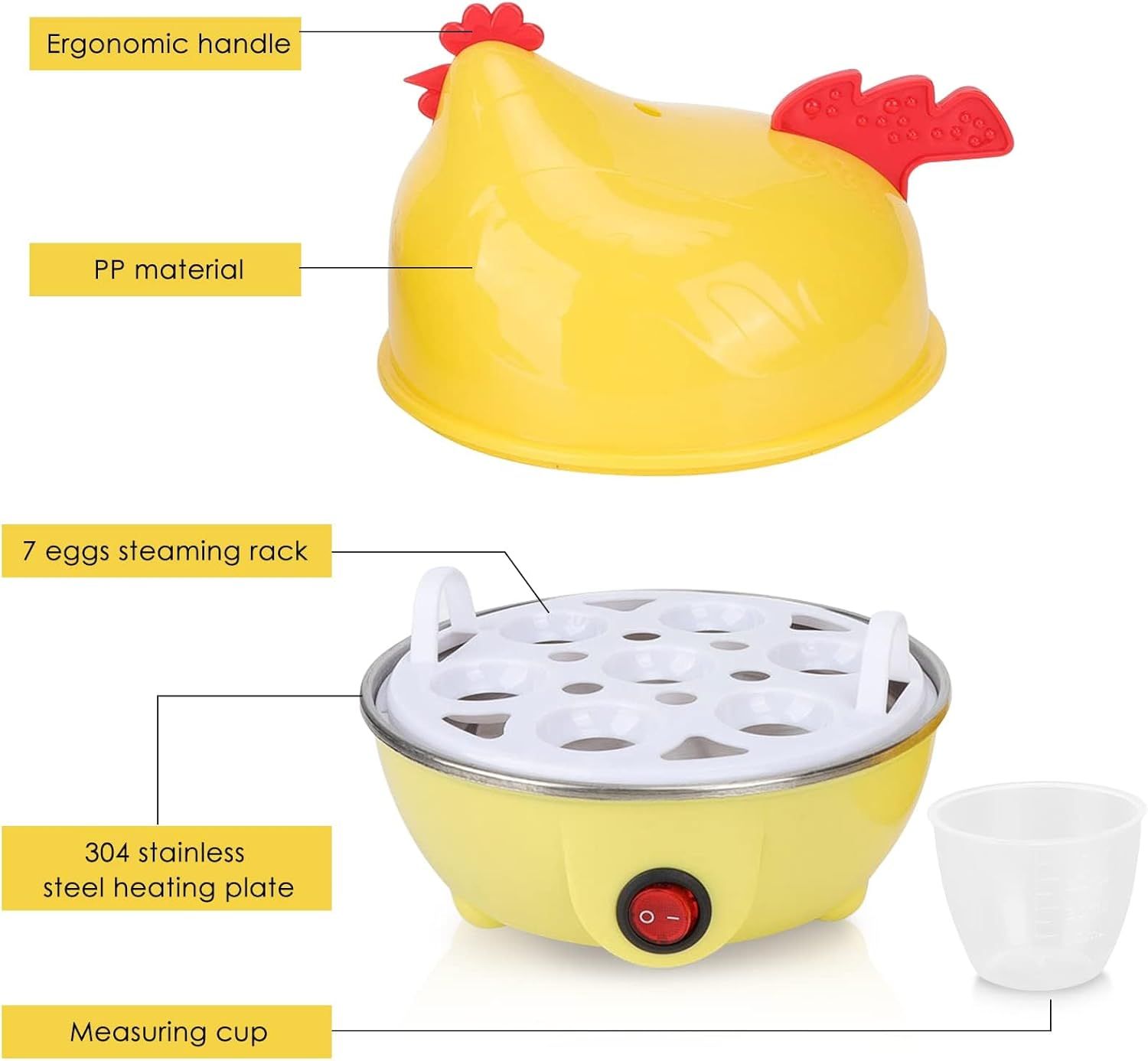 Electric Egg Boiler – Cute Chicken Design, Rapid Cooker