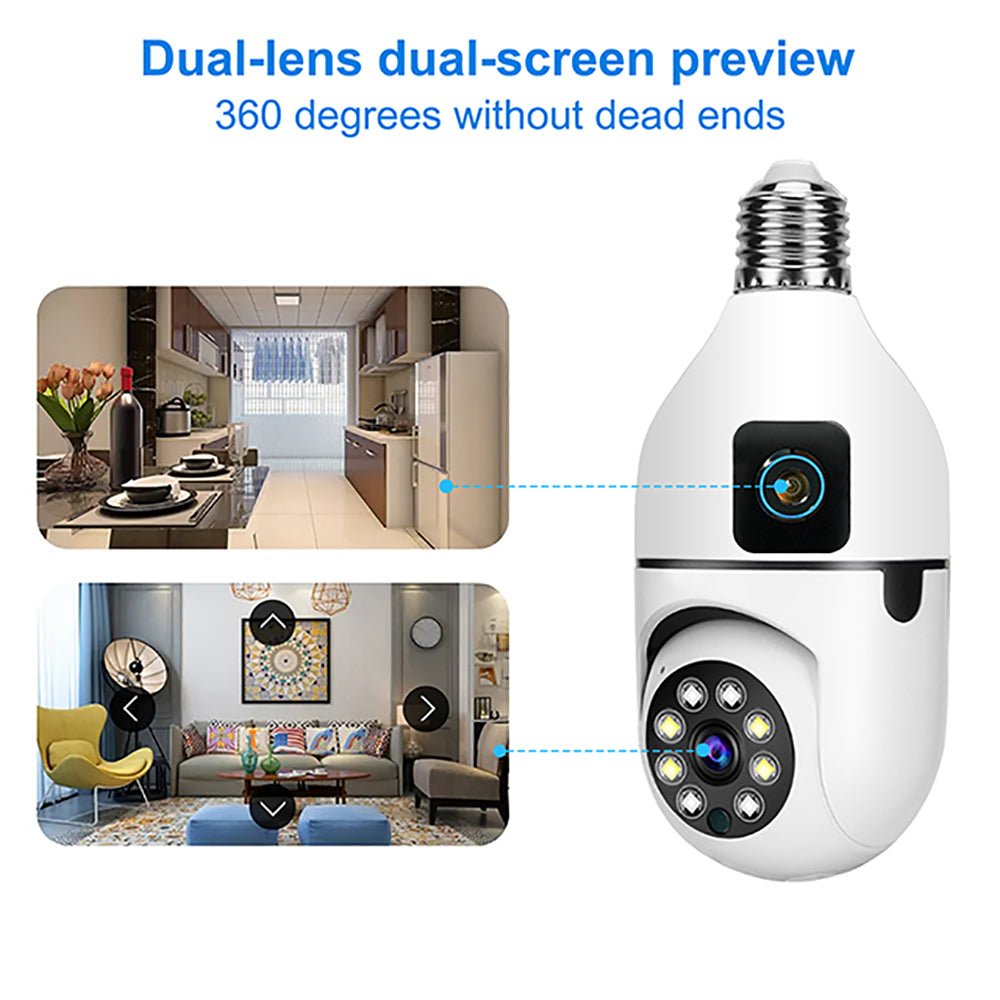 Y27 V380 1080P WiFi Bulb Camera – Dual Lens, Night Vision, Two-Way Audio