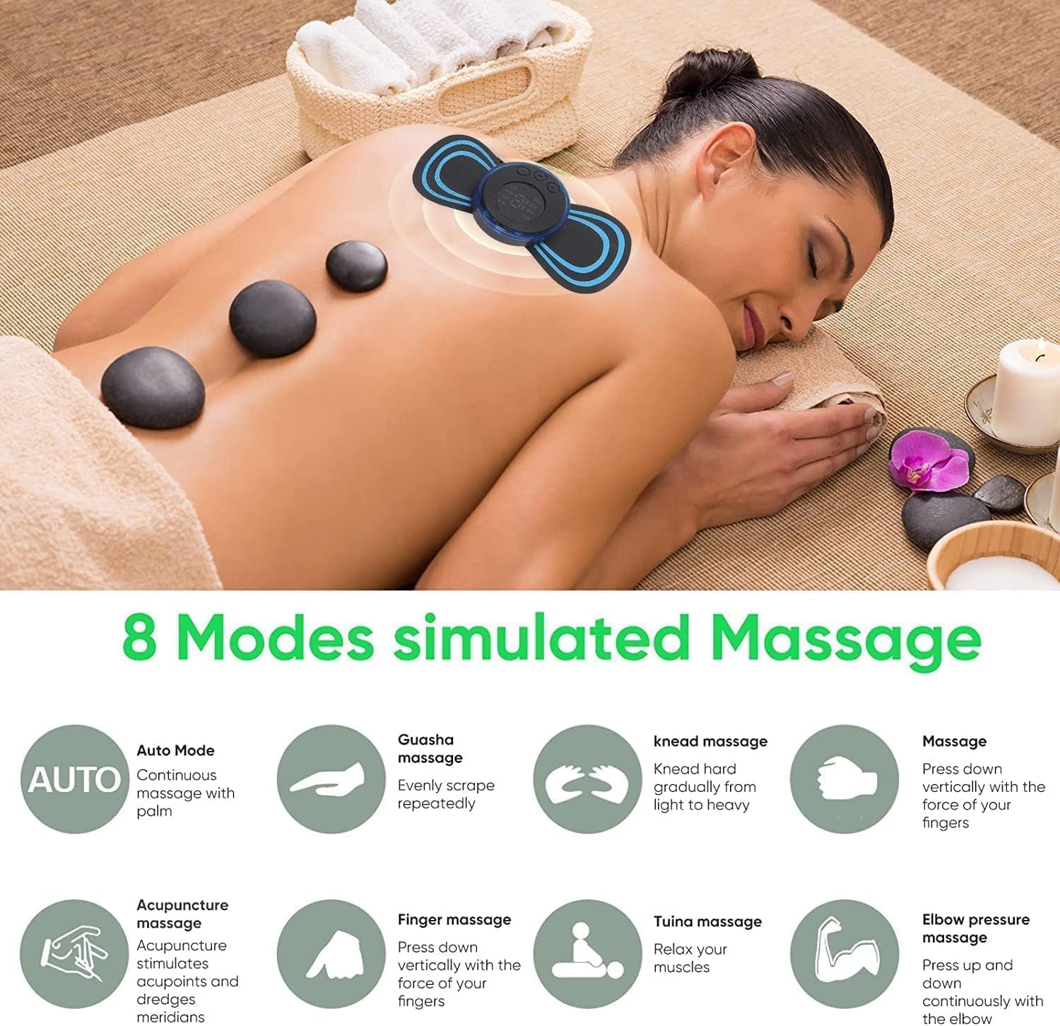 Mini Massage Machine – Portable Rechargeable Full Body Massager with 8 EMS Modes