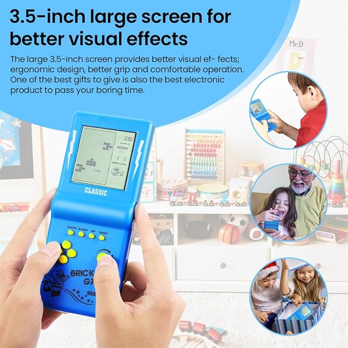 3.5-Inch Retro Brick Game Console – Classic 80s/90s Handheld Gaming with 23 Built-in Games