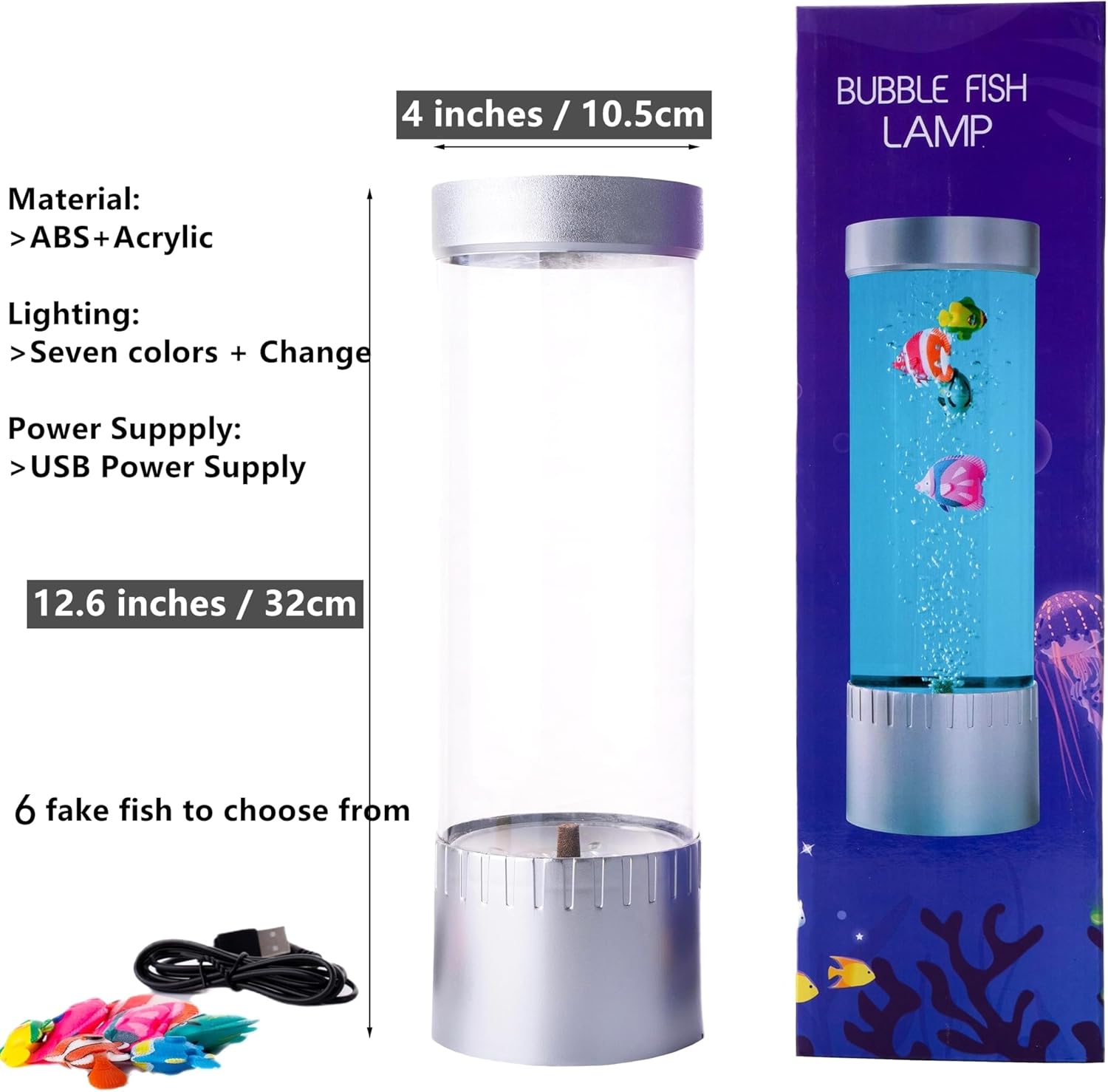 Bubble Fish Lamp – LED Aquarium Sensory Light for Kids & Home Decor