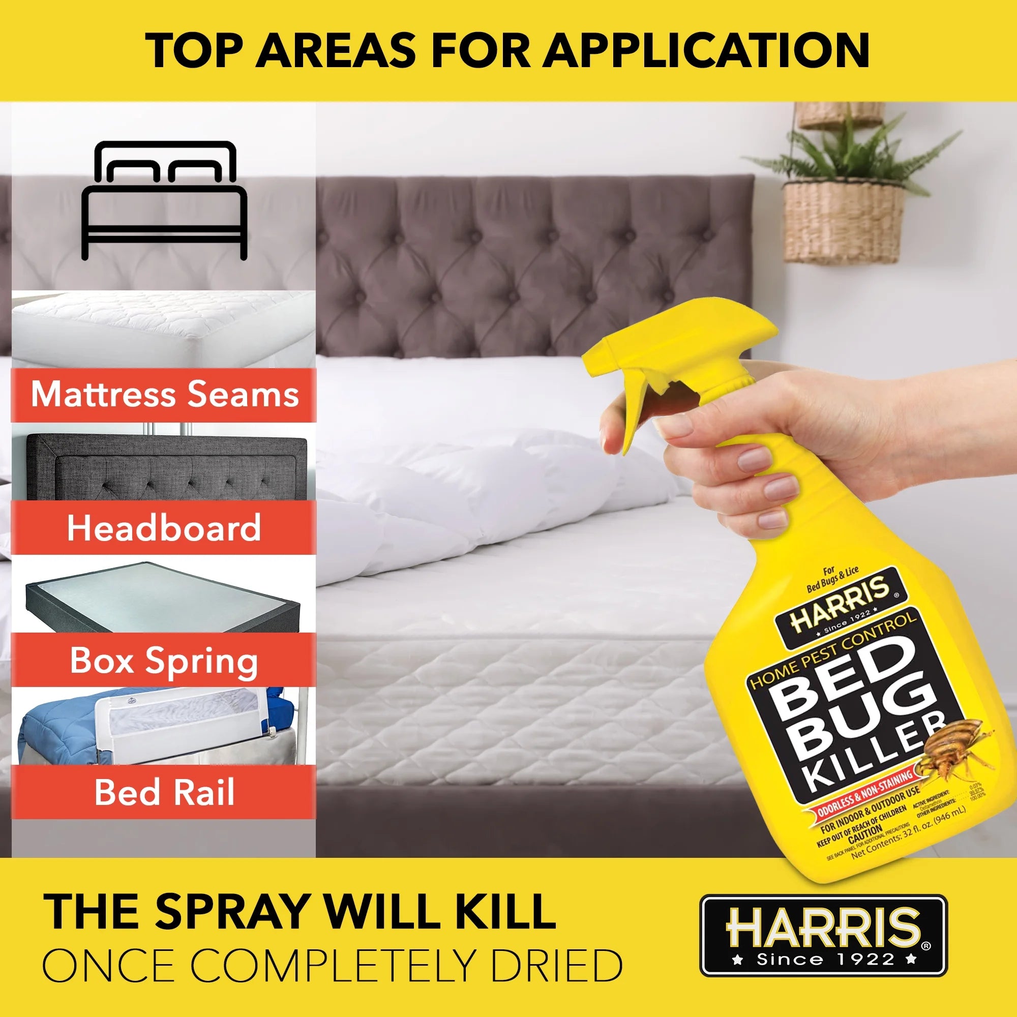 Harris Bed Bug Killer Spray – Odorless, Non-Staining, Fast & Effective Bed Bug Treatment – UAE