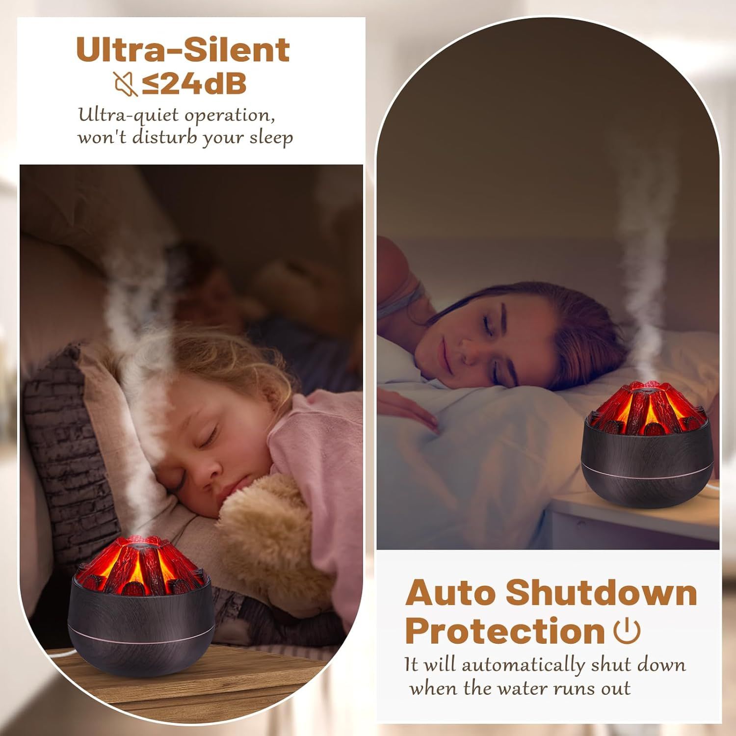 Volcanic Flame Humidifier with Charcoal Mist