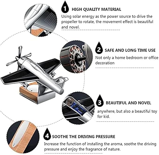 Solar Airplane Car Diffuser – Aromatherapy Freshener for Car, Office & Home