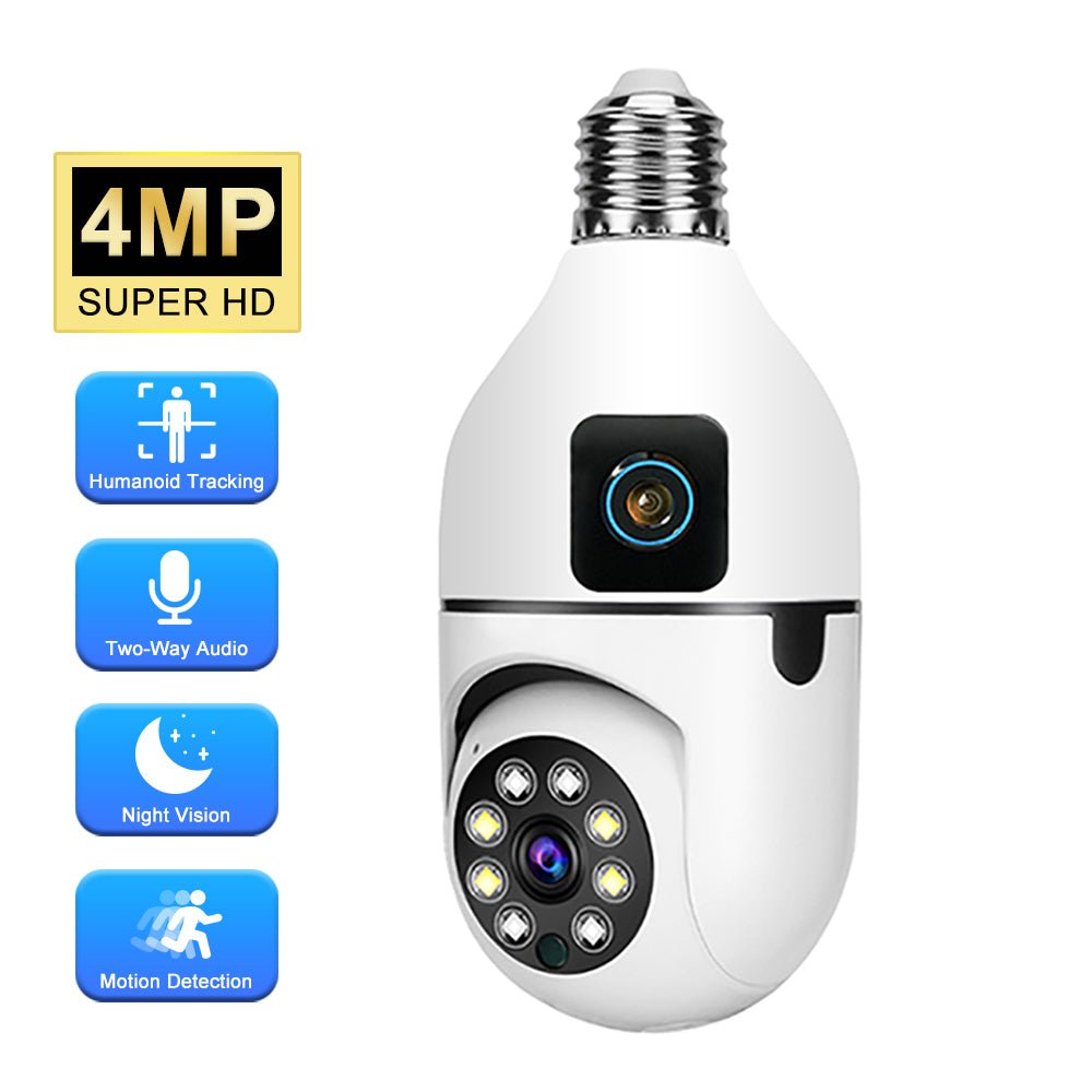 Y27 V380 1080P WiFi Bulb Camera – Dual Lens, Night Vision, Two-Way Audio