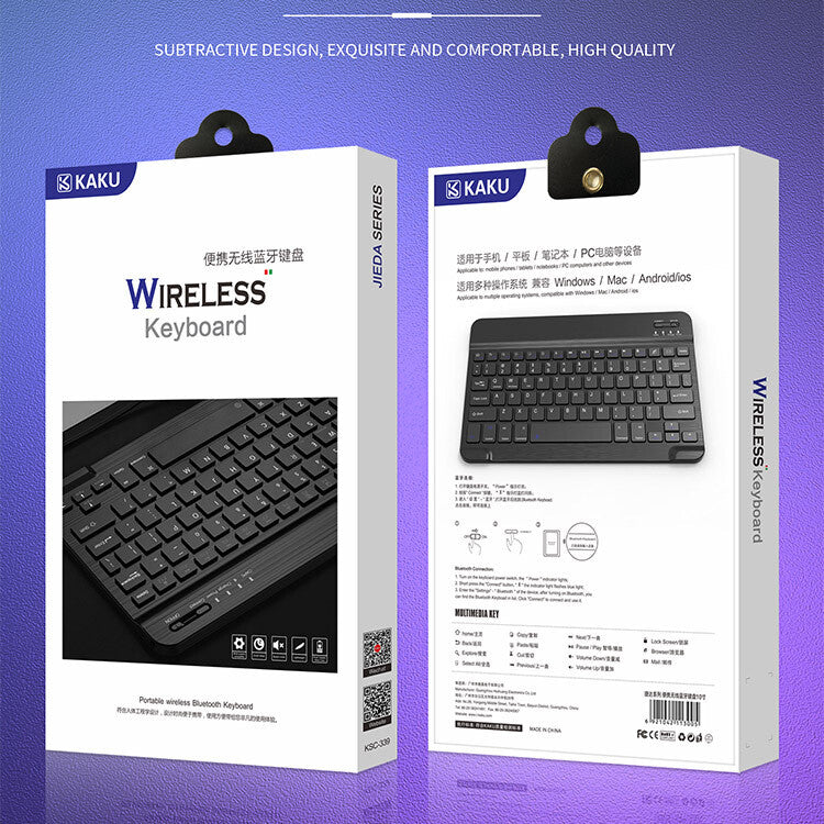 KAKU KSC-339 Wireless Keyboard - Up to 10m _ Bluetooth _ English _ Arabic _ Black - Keyboard