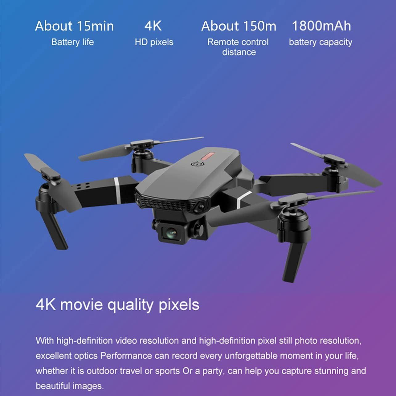 E88 Pro Drone 4K WiFi Foldable RC Quadcopter with HD Camera & Altitude Hold