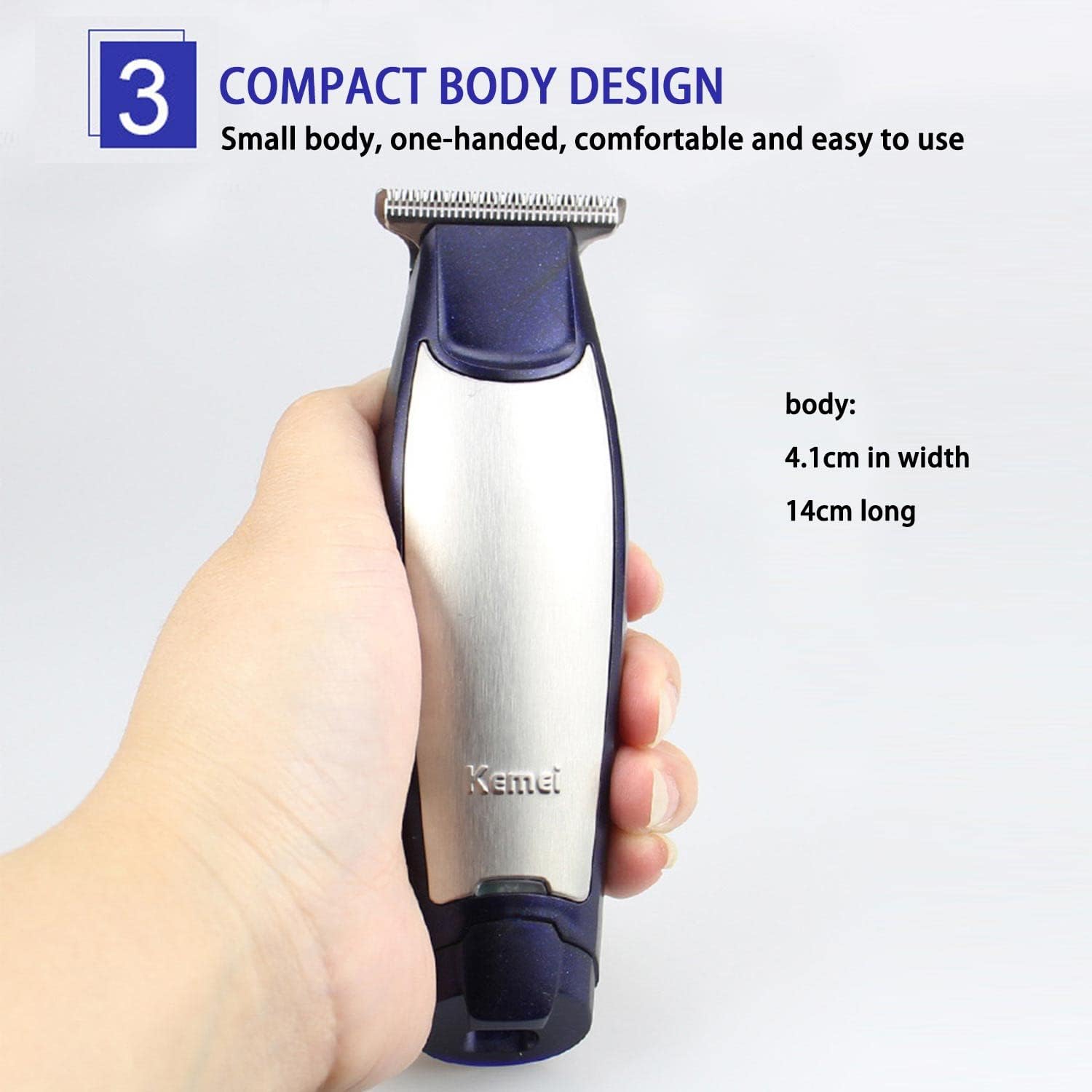 KEMEI Waterproof Cordless Hair Trimmer – Rechargeable Self-Cut Clippers for Men