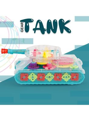 Transparent Gear Tank Musical Toy with 360° Rotation