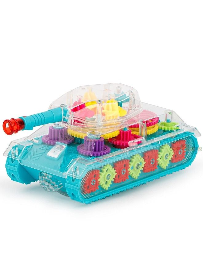 Transparent Gear Tank Musical Toy with 360° Rotation