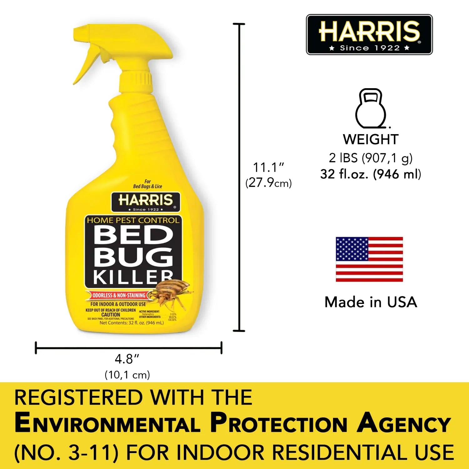 Harris Bed Bug Killer Spray, 32 oz - Fast-Acting & Odorless