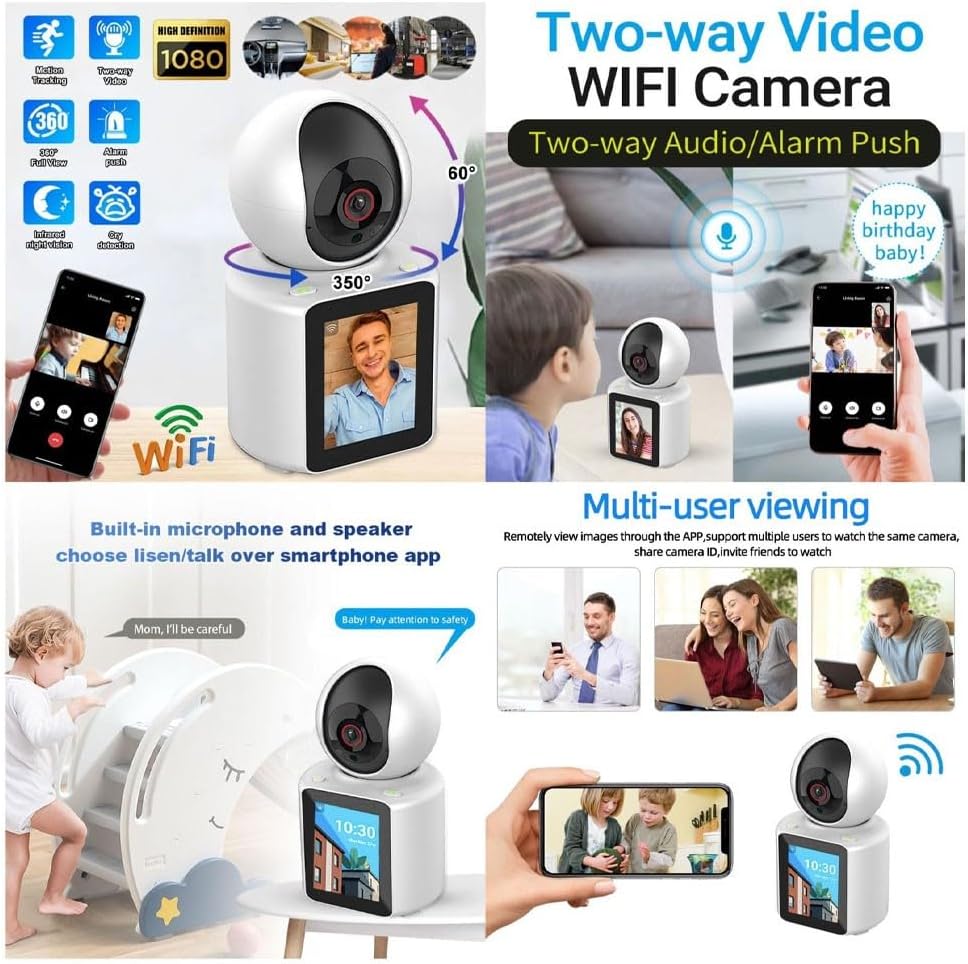 Two-Way Video Calling Smart WiFi Camera – 1080P HD, Infrared Night Vision, Baby Monitoring