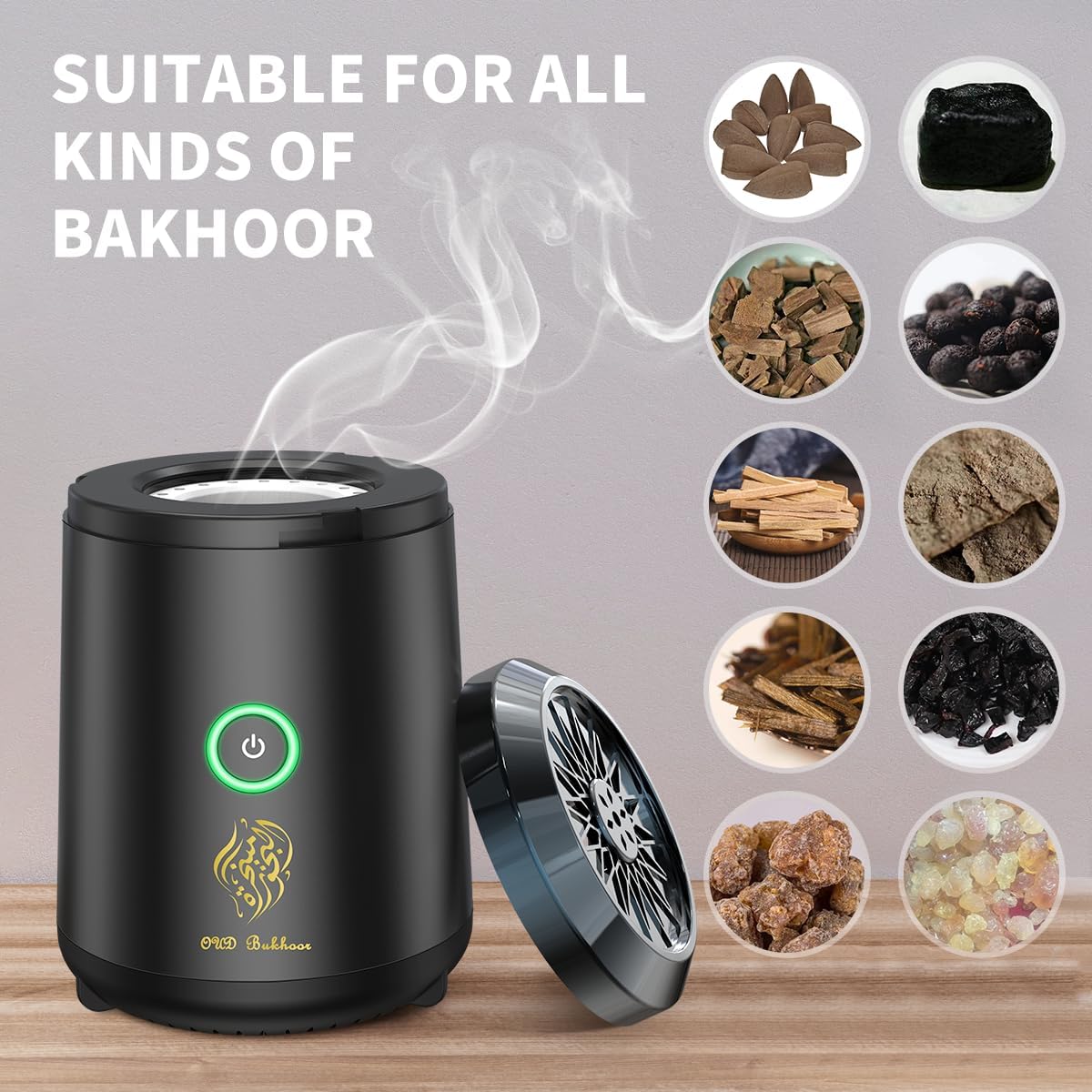 Arabic Electric Oud Bakhoor Burner – Rechargeable Aroma Diffuser for Home & Travel