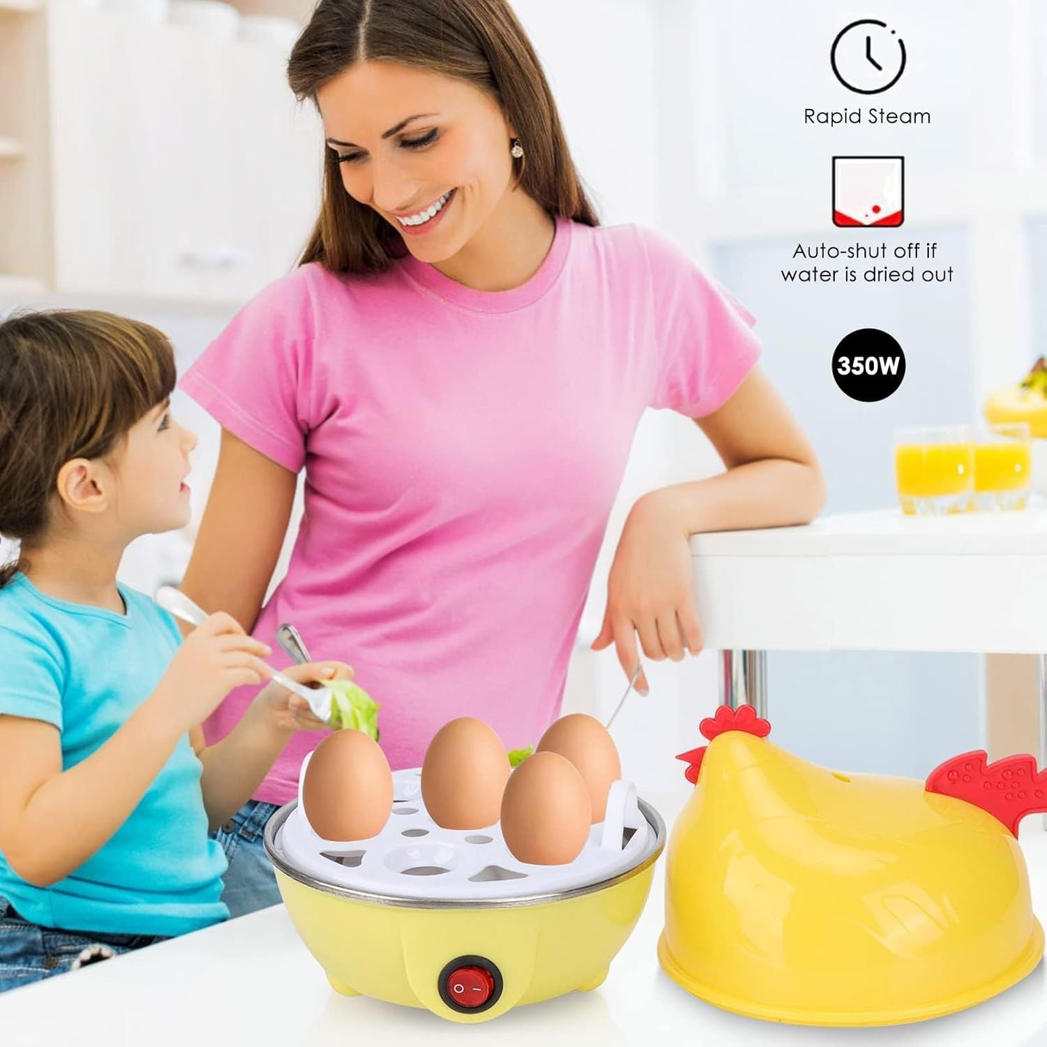 Electric Egg Boiler – Cute Chicken Design, Rapid Cooker