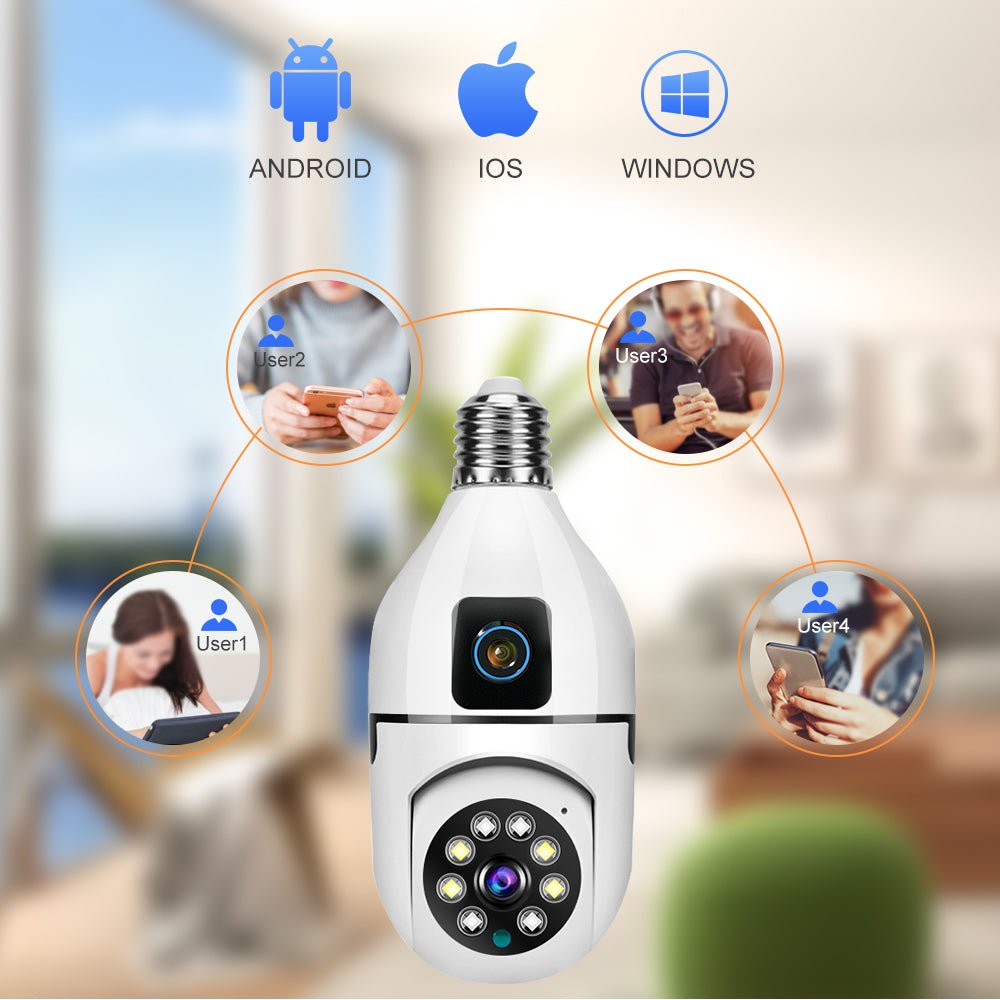 Y27 V380 1080P WiFi Bulb Camera – Dual Lens, Night Vision, Two-Way Audio