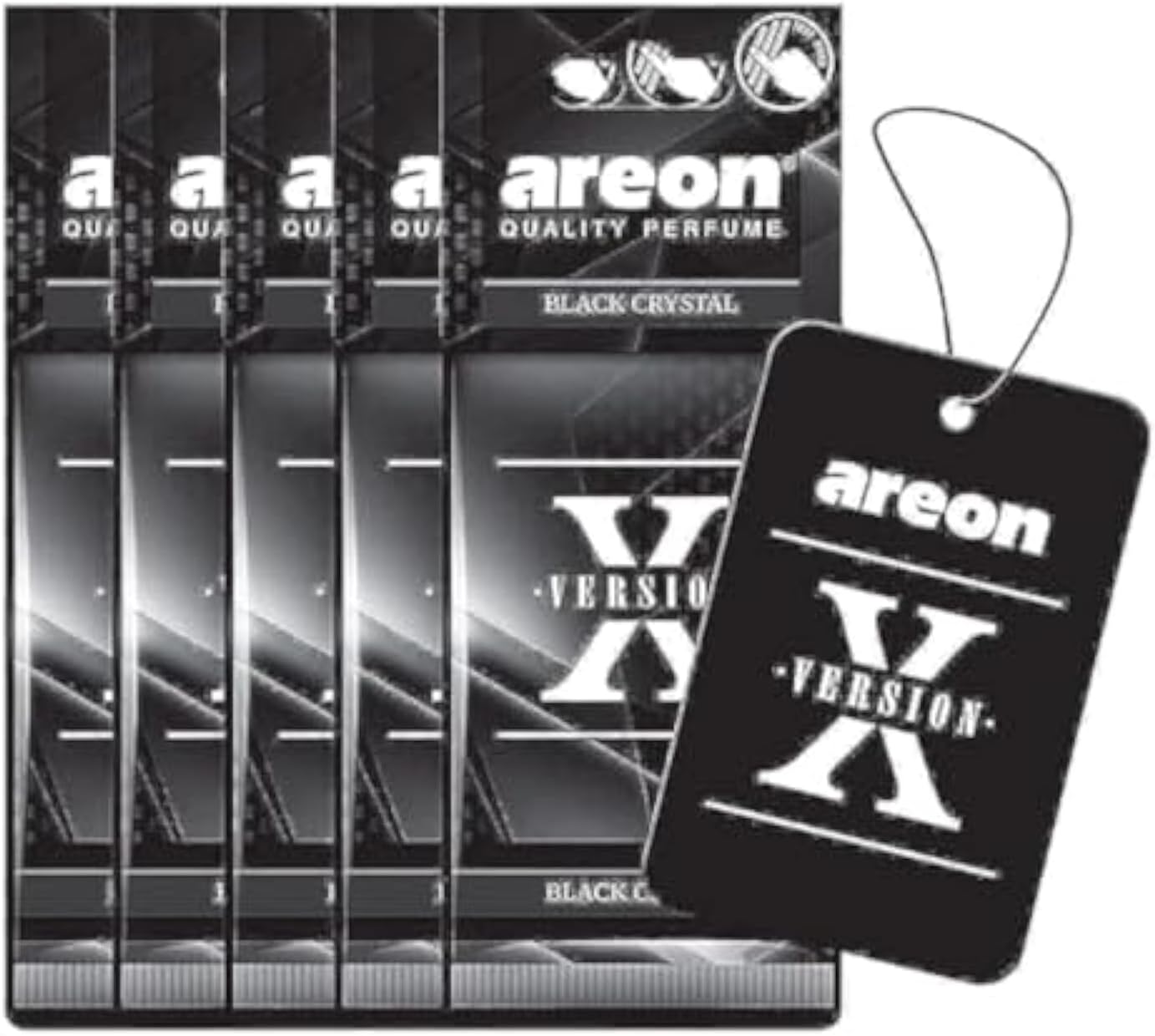 Areon X Version Black Crystal Air Freshener – Pack of 4 for Long-Lasting Freshness