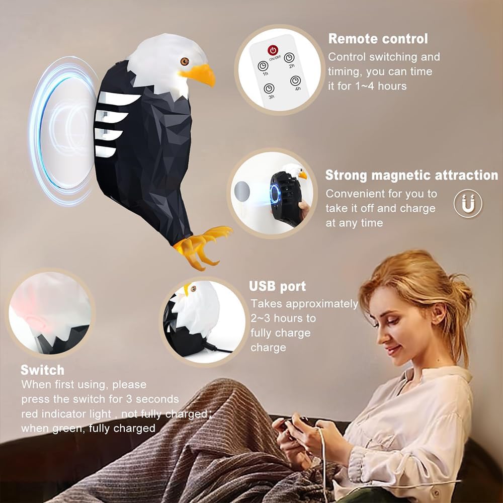 🦅 Eagle Design Magnetic LED Wall Light – USB Rechargeable, Motion Sensor, Removable Night Lamp for Bedroom, Living Room, Office