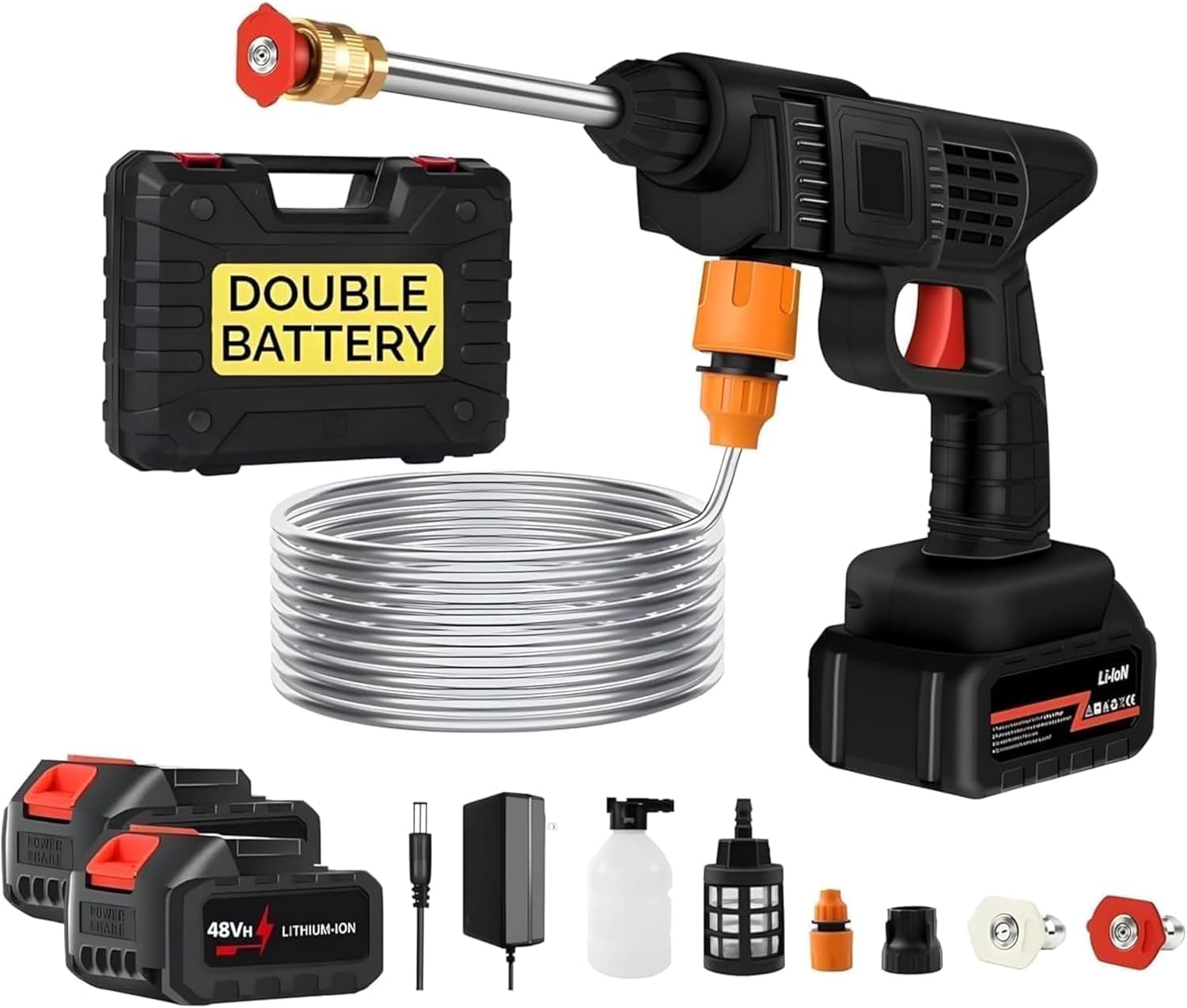 48V Cordless Portable Washer Electric High Pressure Cleaner Machine – Double Battery Edition | Car, Home & Garden Cleaning | Free Delivery UAE