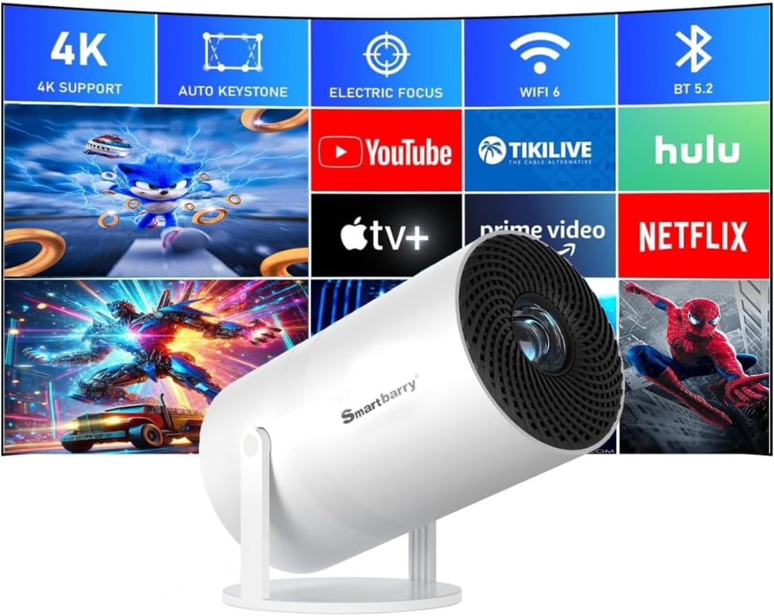Smartbarry HT88 4K/HD Portable Android Projector with Wi-Fi & Bluetooth – Smart Home Cinema (UAE)