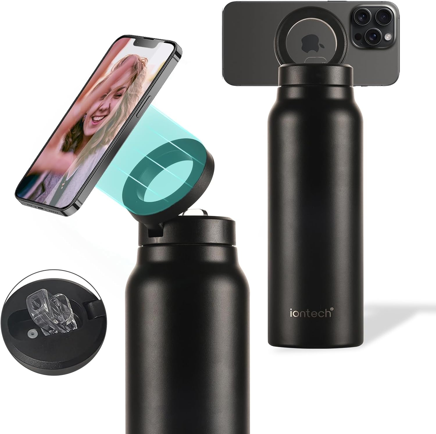 2 Pcs Combo – 946ml Insulated Stainless Steel Water Bottle with MagSafe-Compatible Magnetic Phone Holder – Hot & Cold Flask UAE Free Delivery