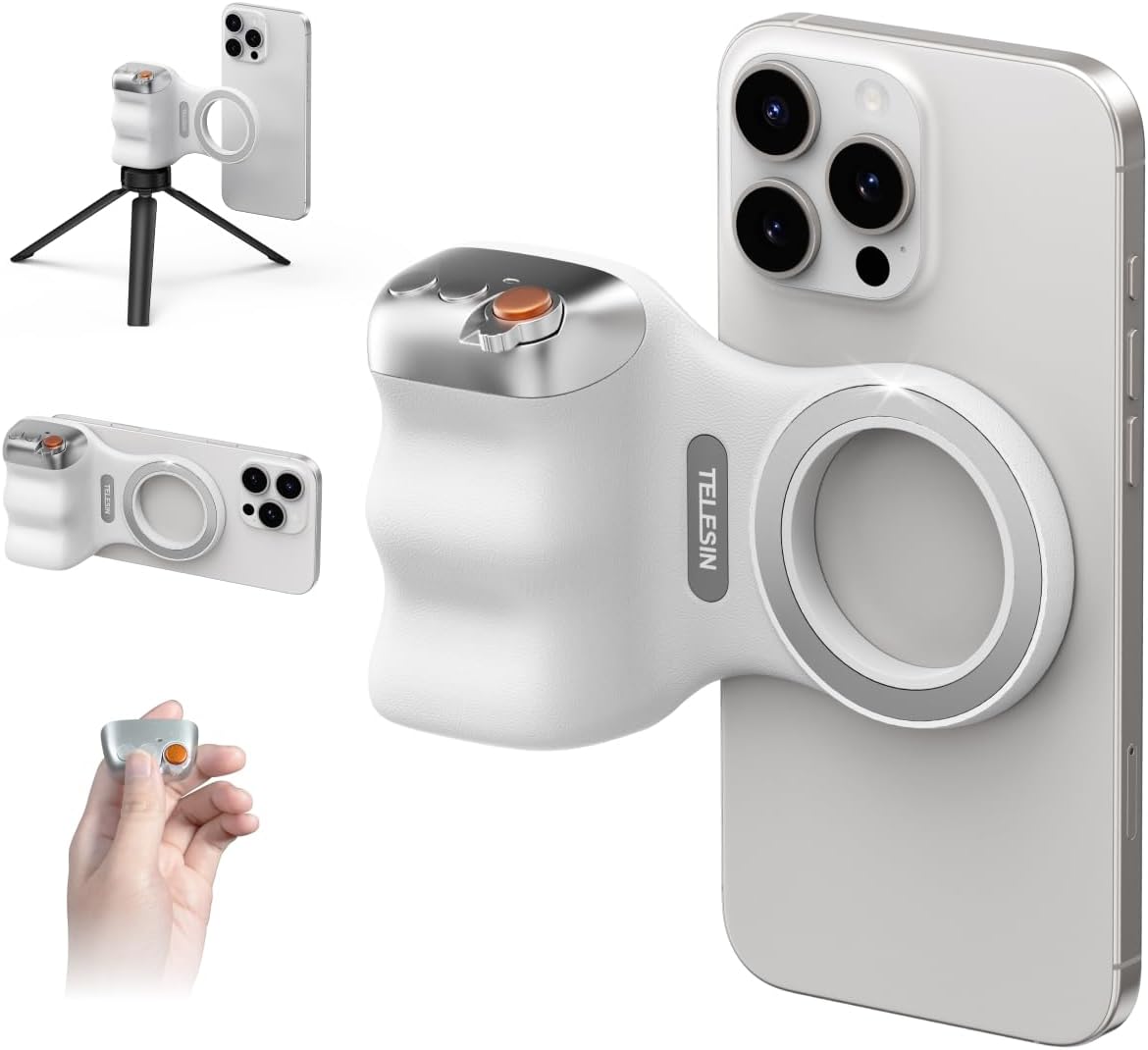 TELESIN Magnetic Quick Release Mount for iPhone – Strong Magnetic Camera Holder with 360° Rotation, Compatible with MagSafe, Ideal for Vlogging & Action Videos