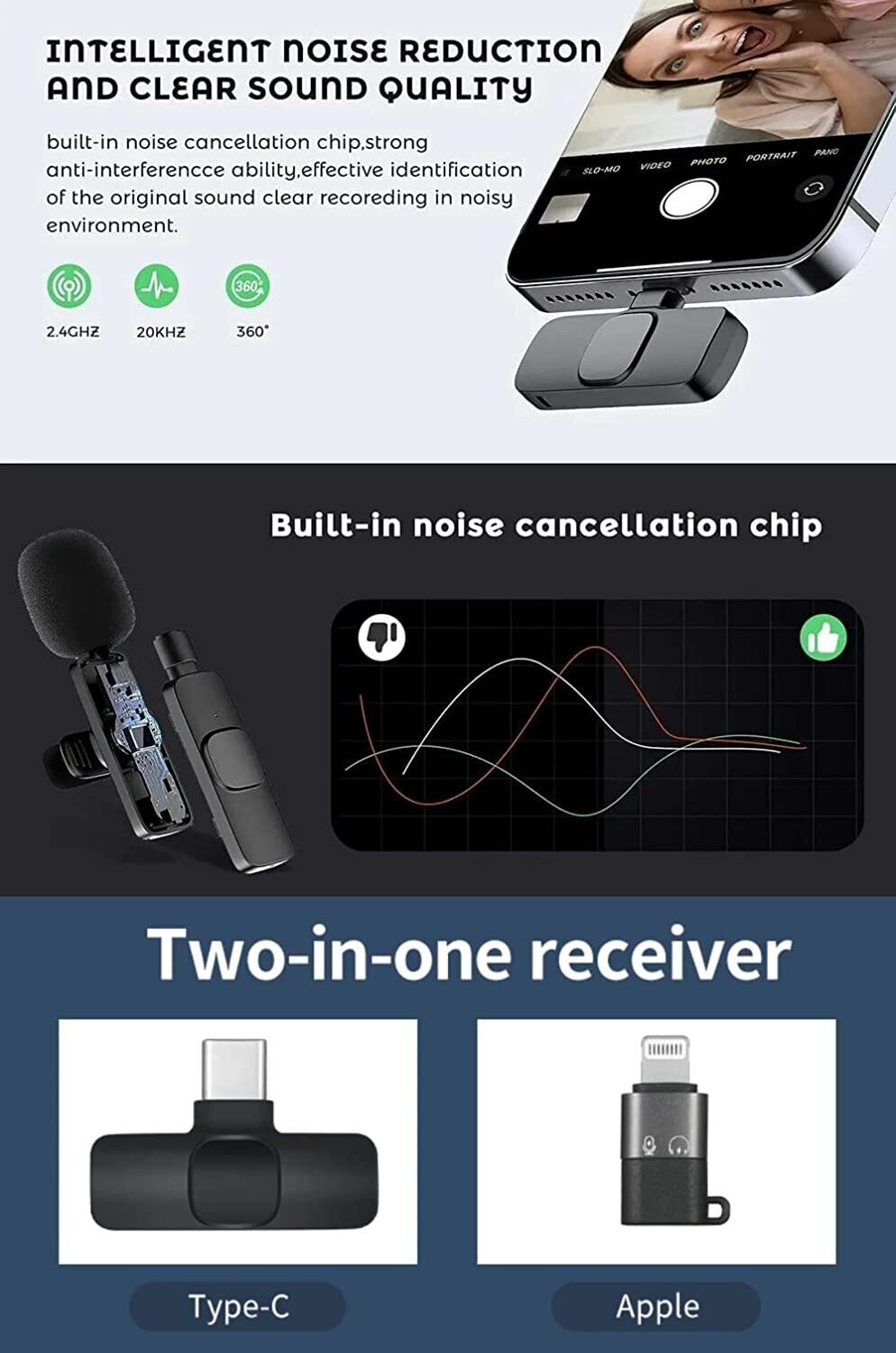 Wireless Microphone for iPhone & Android – Clear Sound