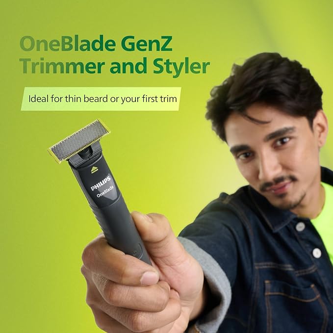 Philips OneBlade Face Hybrid Trimmer & Shaver QP1424/10 – Dual Protection, Wet & Dry Use, USB Rechargeable