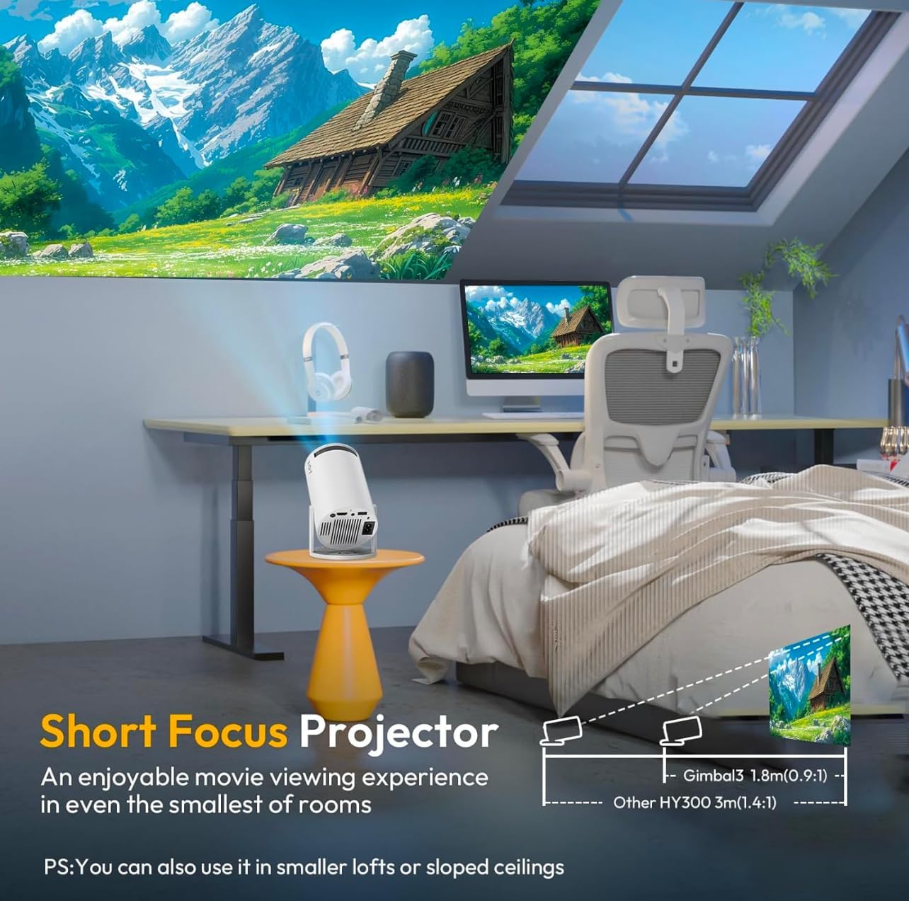 Smartbarry HT88 4K/HD Portable Android Projector with Wi-Fi & Bluetooth – Smart Home Cinema (UAE)