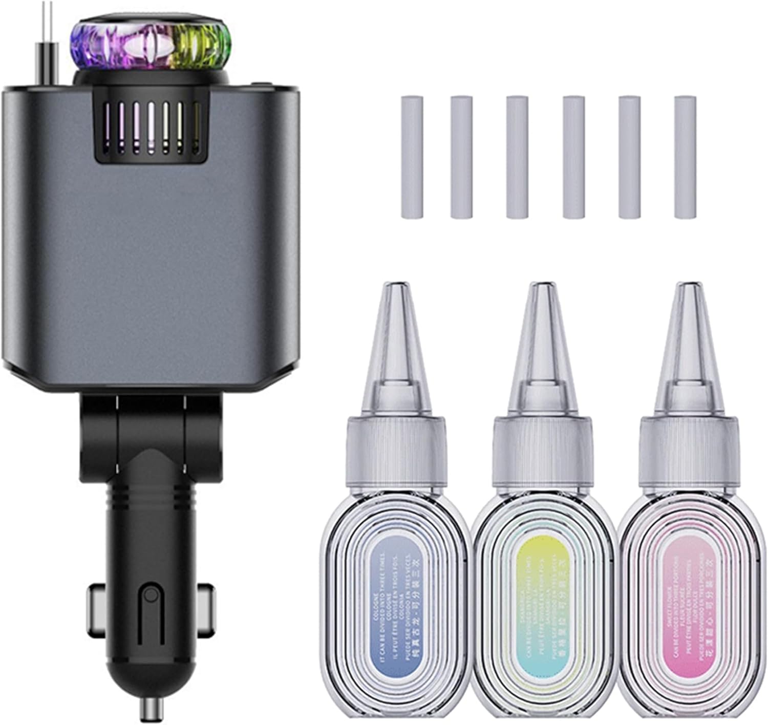 5-in-1 Retractable Car Charger with Starlight & Built-in Air Freshener | Fast Charging & Aromatherapy for Cars UAE