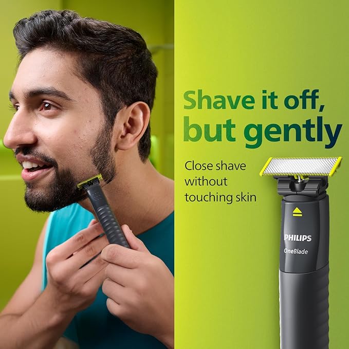 Philips OneBlade Face Hybrid Trimmer & Shaver QP1424/10 – Dual Protection, Wet & Dry Use, USB Rechargeable