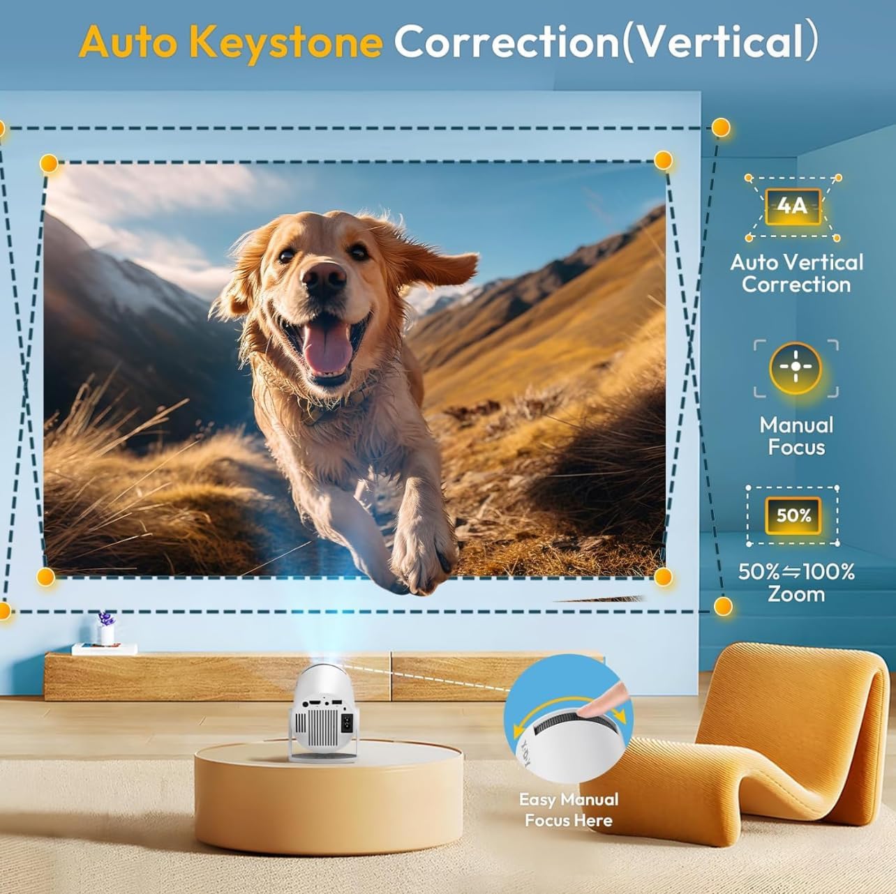 Smartbarry HT88 4K/HD Portable Android Projector with Wi-Fi & Bluetooth – Smart Home Cinema (UAE)