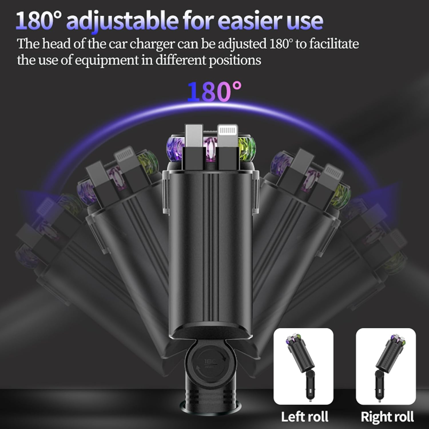 5-in-1 Retractable Car Charger with Starlight & Built-in Air Freshener | Fast Charging & Aromatherapy for Cars UAE