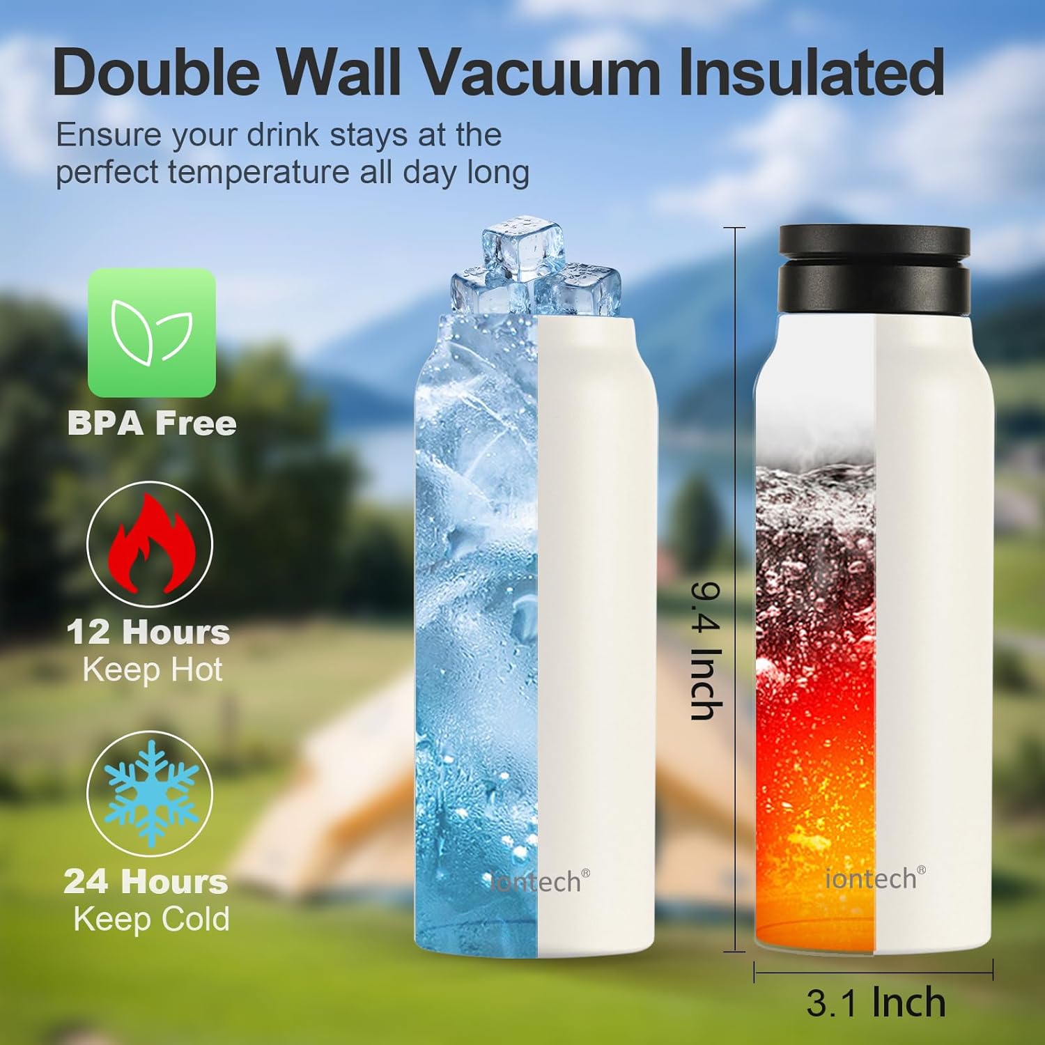 2 Pcs Combo – 946ml Insulated Stainless Steel Water Bottle with MagSafe-Compatible Magnetic Phone Holder – Hot & Cold Flask UAE Free Delivery