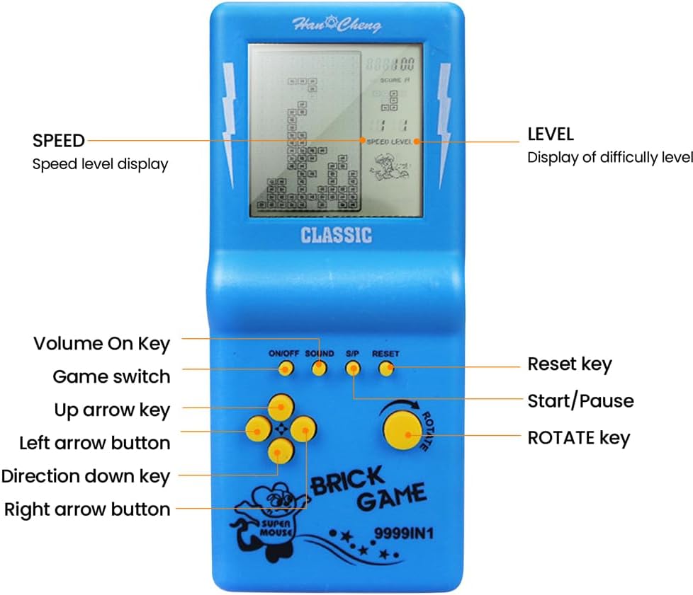 3.5-Inch Retro Brick Game Console – Classic 80s/90s Handheld Gaming with 23 Built-in Games