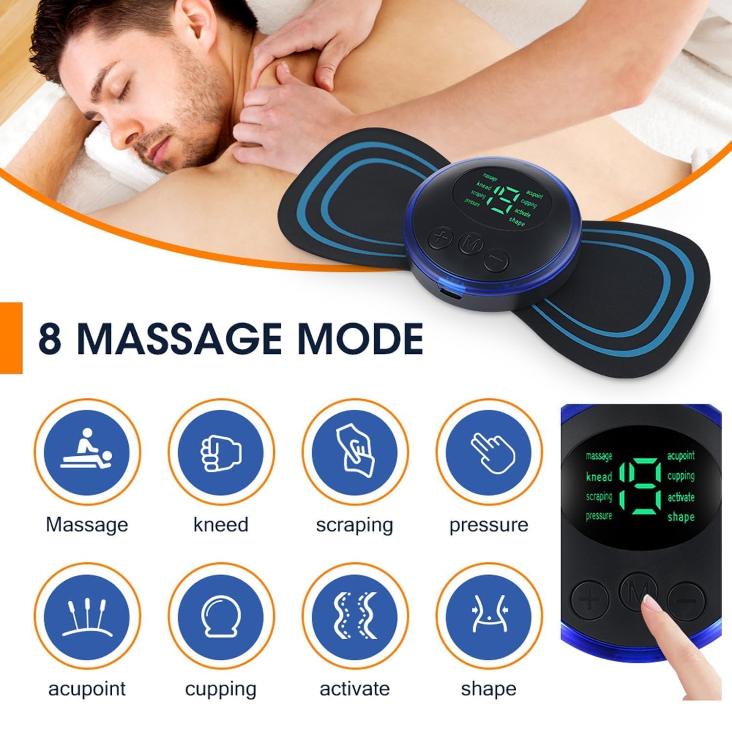 Mini Massage Machine – Portable Rechargeable Full Body Massager with 8 EMS Modes