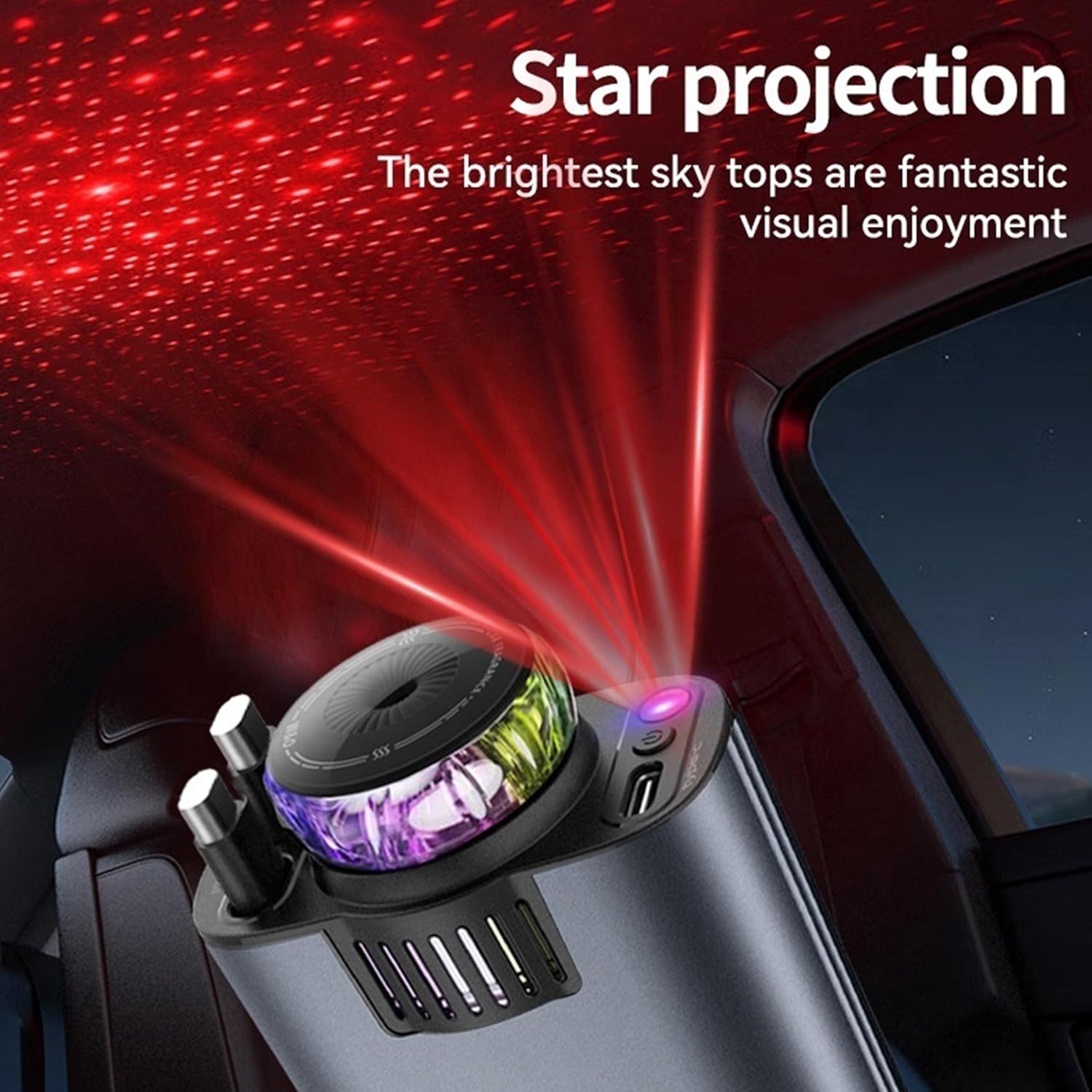 5-in-1 Retractable Car Charger with Starlight & Built-in Air Freshener | Fast Charging & Aromatherapy for Cars UAE