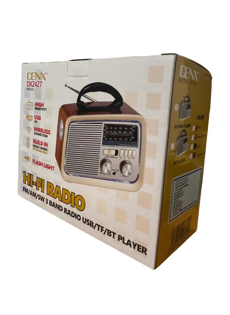 Classic Portable Radio with Bluetooth Speaker – DENX DX2427