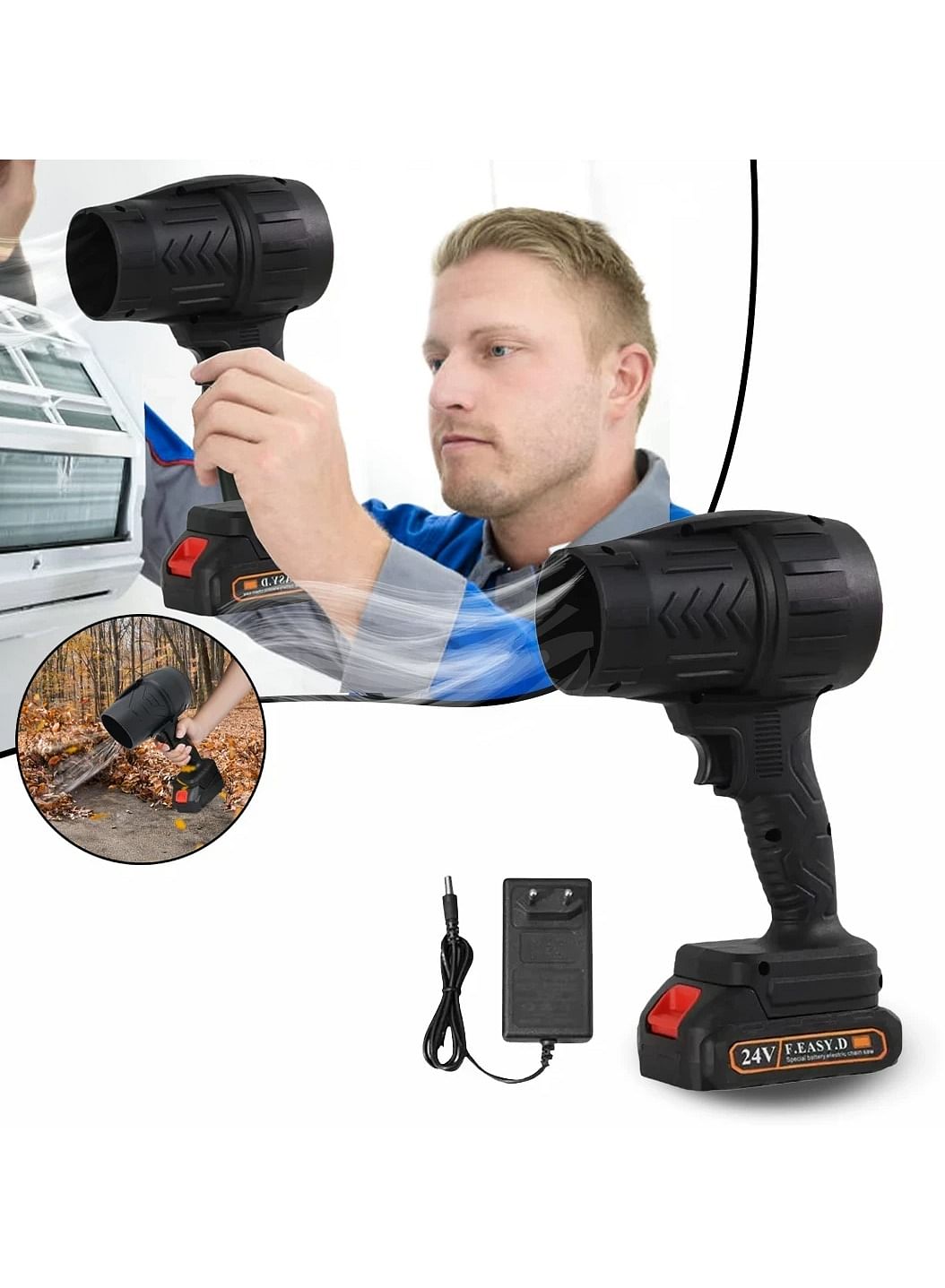 Jet Dry Mini Blower Turbo Jet Fan – 24V Single Battery | Compact & Powerful Leaf and Dust Blower with Adjustable Speed for Home, Garden & Car Cleaning