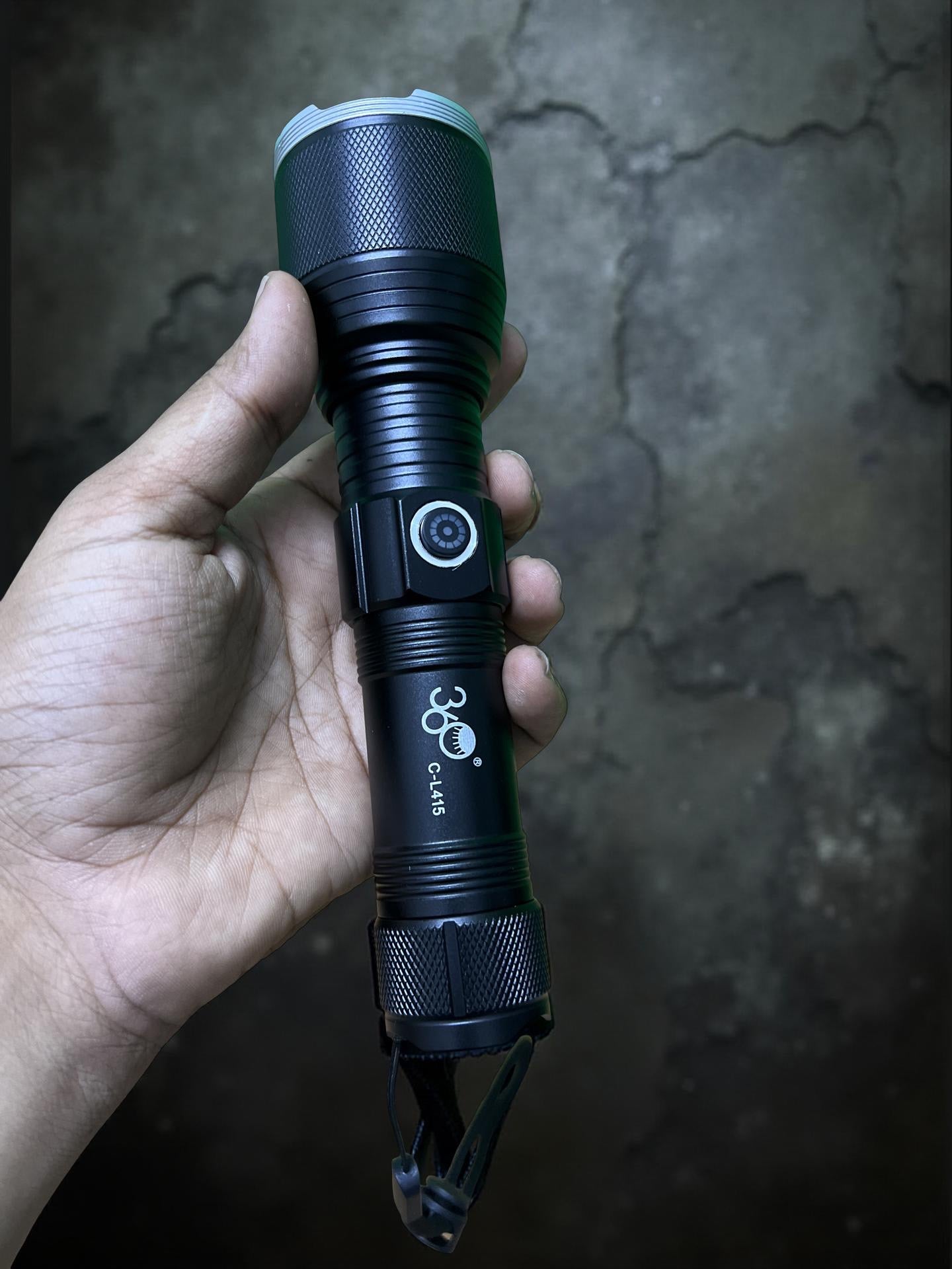 360 C-L415 USB LED Rechargeable Flashlight (P90) – 2 PCS Combo, Aluminium Alloy Body, Super Bright 8000 Lumens, 1-Year Warranty